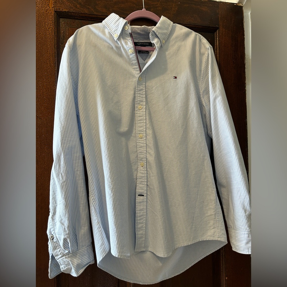 Tommy Hilfiger Light Blue Pinstripe Men's Shirt